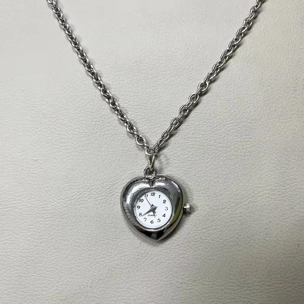 Heart-shaped Star Pocket Necklace Zinc Alloy Bag Charms Y2K Necklace Flexible Length Vintage Clock Pendant Casual Outfits