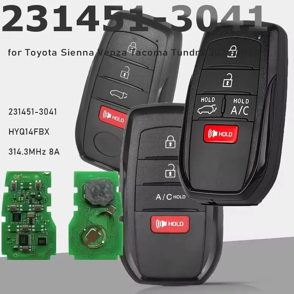 

KEYECU 231451 -3041, HYQ14FBX Умный дистанционный брелок 8A 314,3 МГц для Toyota Sienna Venza Tacoma Tundra 2021-2024, для BZ4X 2023 2024