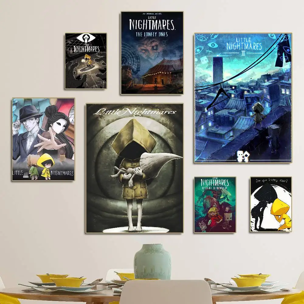 Adventure L-Little Game Nightmares Movie Sticky Posters Retro Kraft Paper Sticker DIY Room Bar Cafe Aesthetic Art Wall Painting