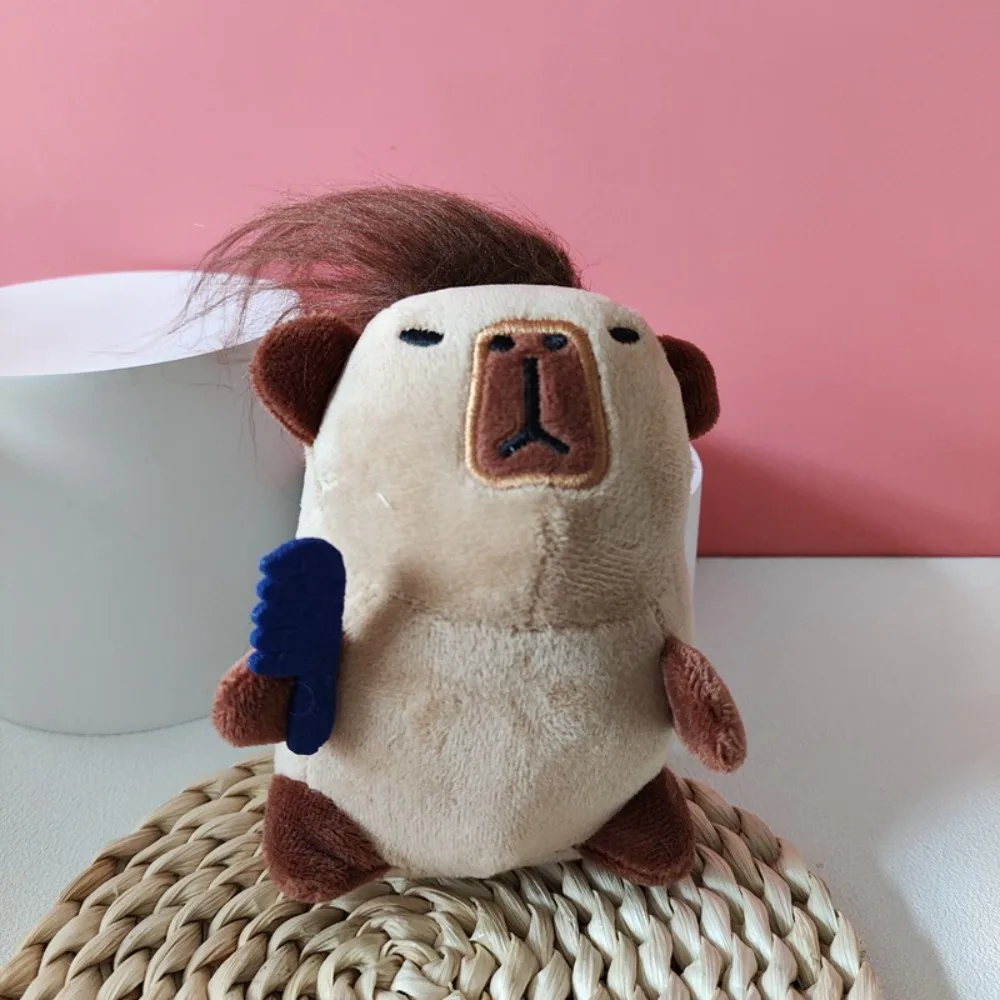 Creative Cute Stuffed Capybara Keychain Long-haired Capybara Doll Pendant Matte Texture Bag Pendant Capybara Worm Doll Pendant