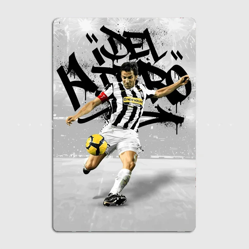 Alessandro del Piero Football Player Poster Metal Sign Italy Football Clubs Tin Custom Bar Indoor Home Wall Decor Room Decor
