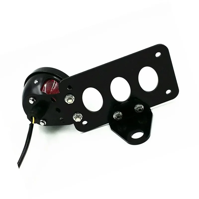 Motorcycle Old School Gold Side Mount License Plate Bracket Tail Light Custom for CAFE RACER CB view 4