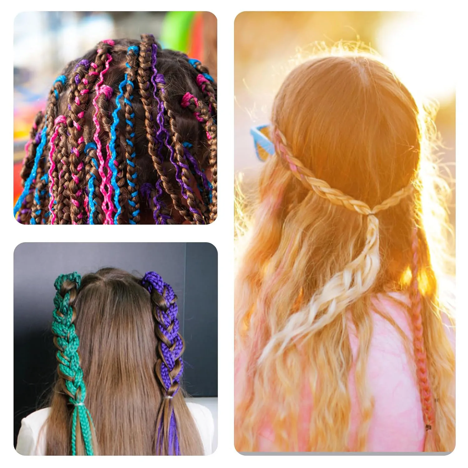 30 Pcs Colorful Hair Wrap String For Braids, Multi Rainbow Braiding Hair Tie, Girls Braids Hair Styling Accessories