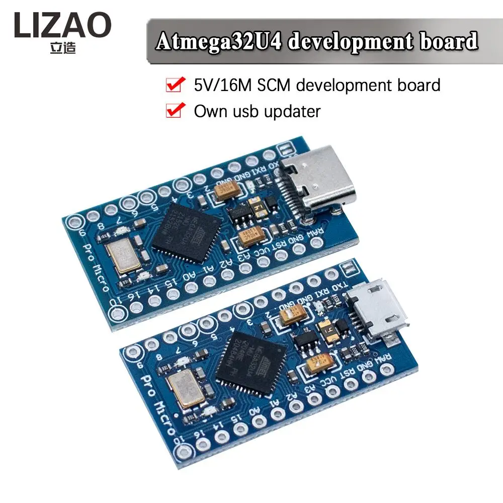 Pro Micro ATmega32U4 5V 16MHz Original Chip Replace ATmega328 For Arduino Pro Mini With 2 Row Pin Header For Leonardo UNO R3