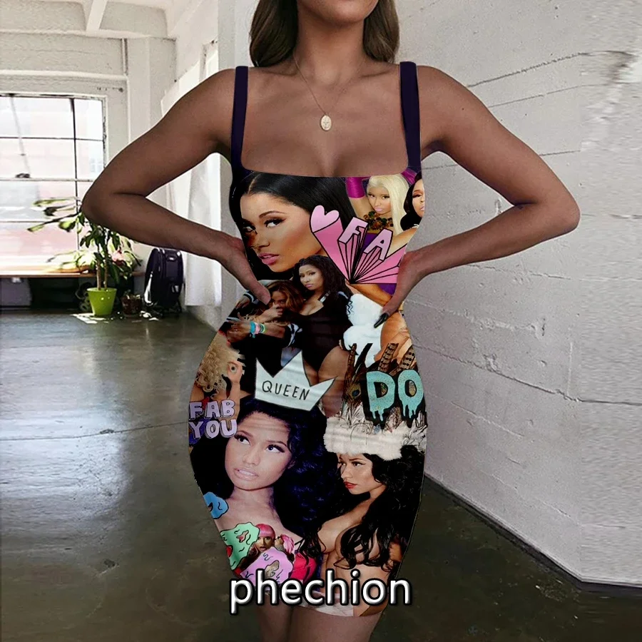 Phechion Nicki Minaj 3D Print Kleid Frauen Halfter Ärmellose Mode Damen Kleider Novel Sexy Frauen Kleidung G09