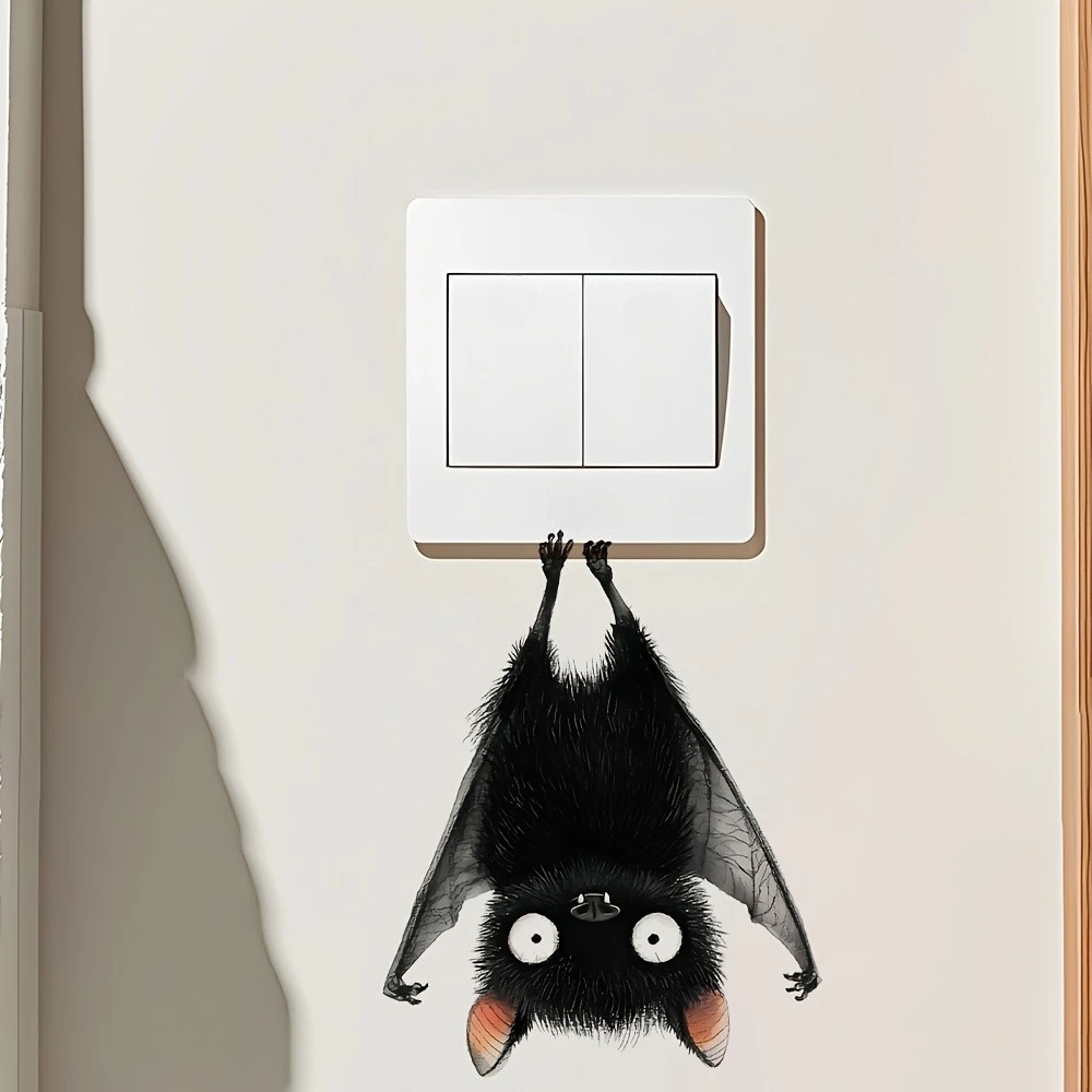 1pc Charming Black Bat Wall Decal - Removable,Self-Adhesive,Easy To Clean Home Decor for Living Room &Bedroom,Switch Sticker