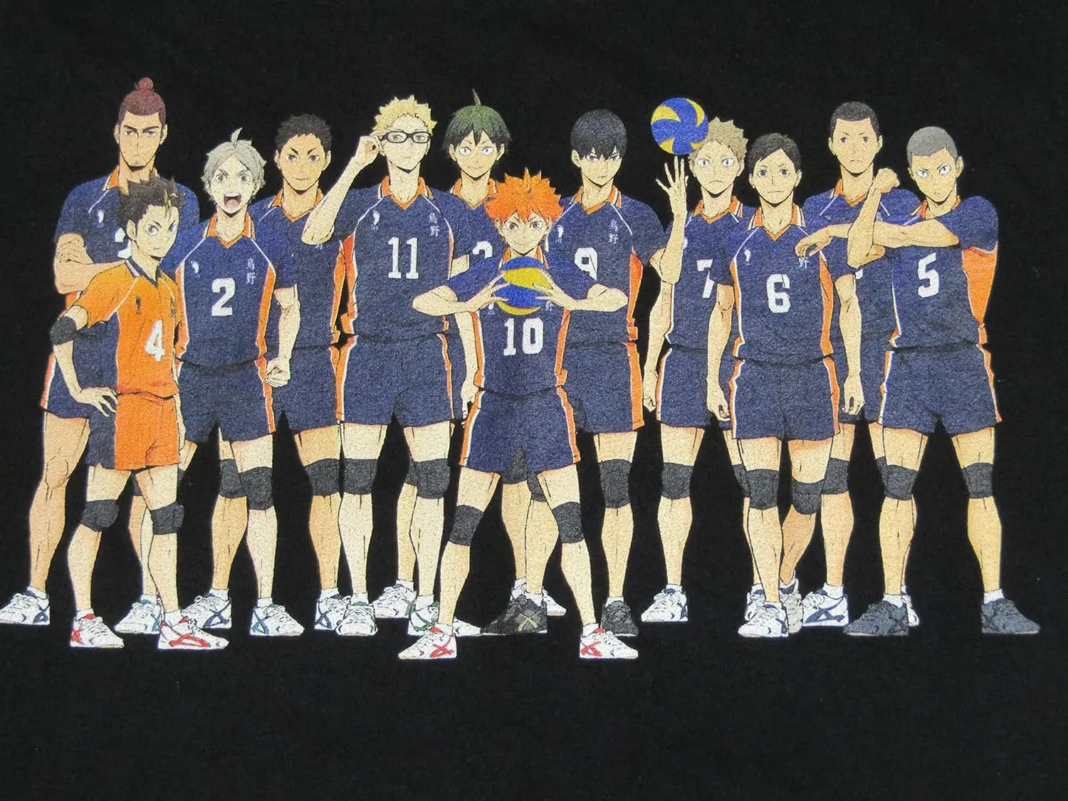 تي شيرت Haikyu Anime Karasuno High Players للرجال برسومات سوداء