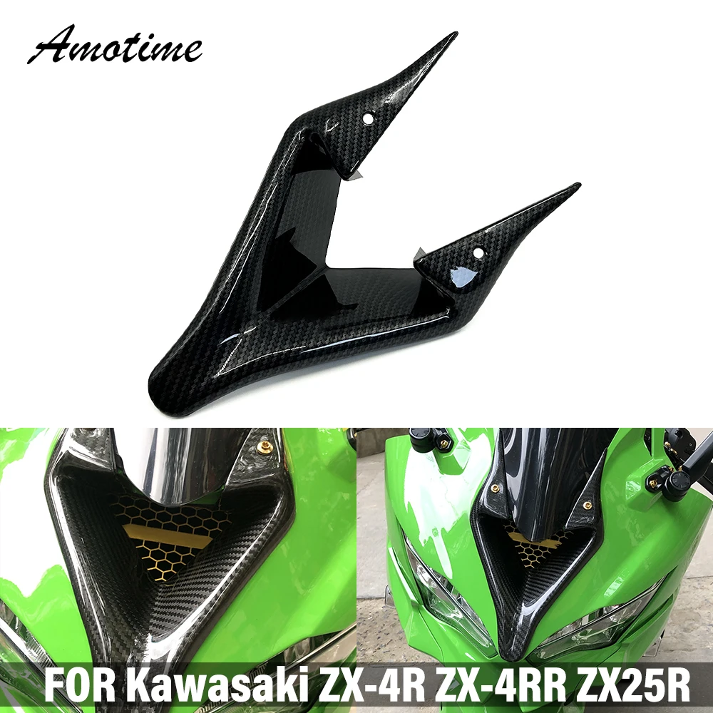 

For KAWASAKI ZX4R ZX4RR ZX25R ZX-4R ZX-4RR Carbon Fiber Pattern Front Fairing Air Inlet Stamping Port Shell Cover Housing Guards