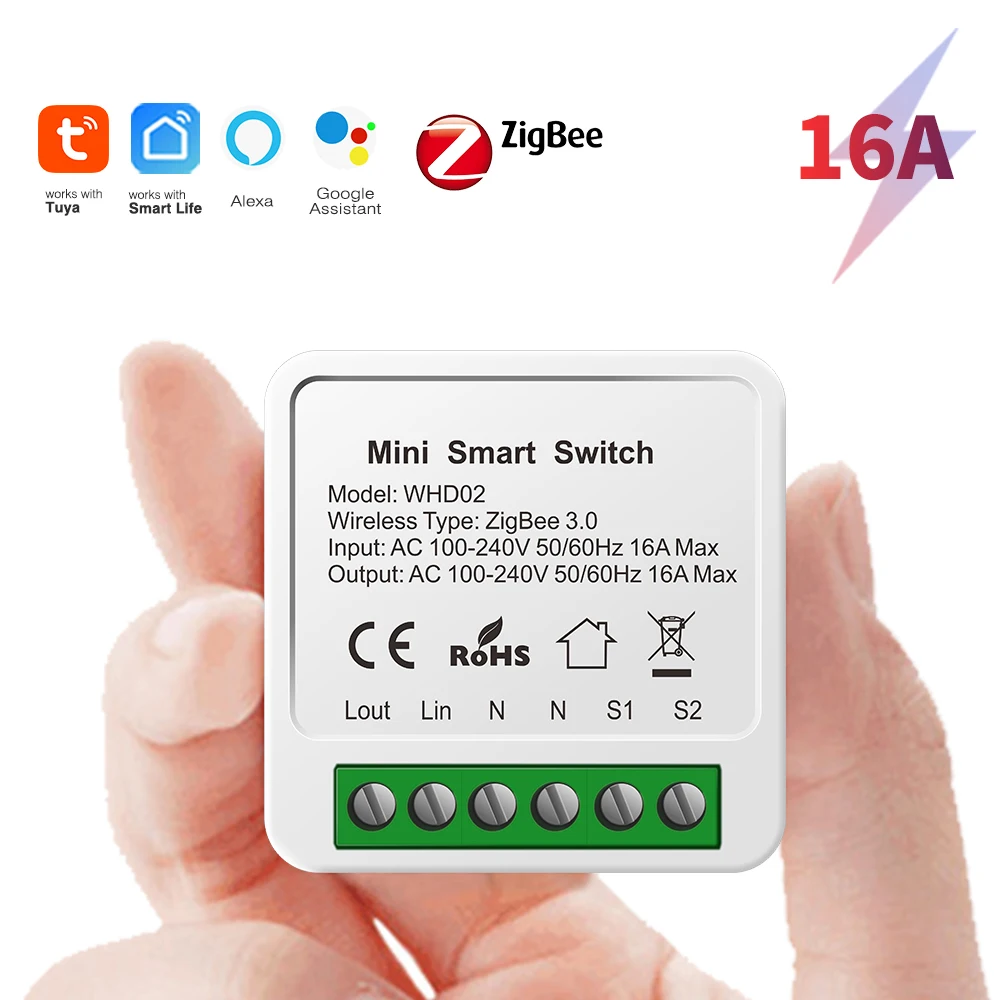 Tuya Zigbee3.0 Smart Switch 16A Home Light Switch Breaker Timer Smart Life App Voice Remote Control Support for Google Alexa