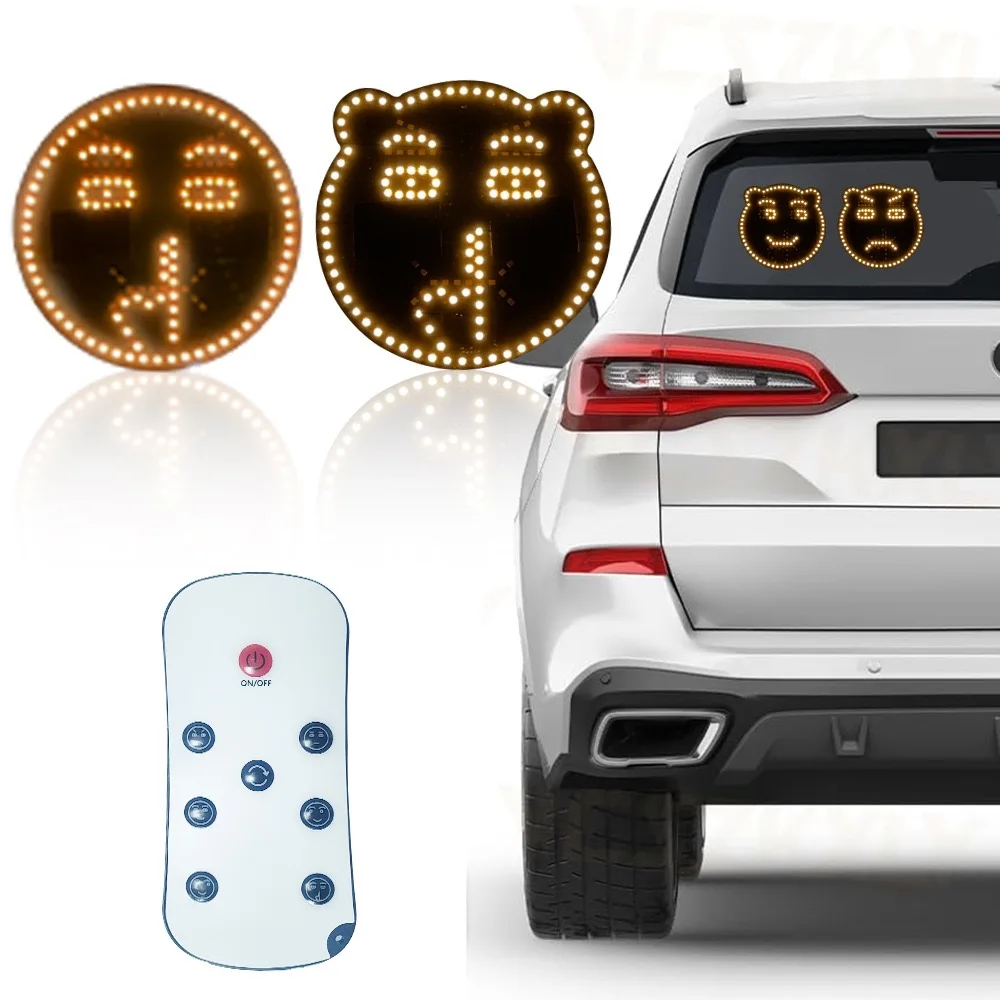 Window-mounted Bear Lamp LED Smiley Light Car Window Expression Multi-functional Warning Gesture Palm Light Ornament