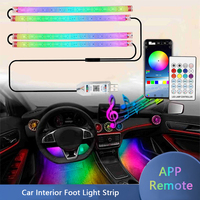 72/48/36/24 LED RGB Car Foot Ambient Light with USB Cigarette Automotive Interior Lights Strip Decoration Bar APP Remote Control