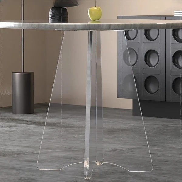 High transparency cross suspended acrylic table legs round table support tripod round rock slab dining table