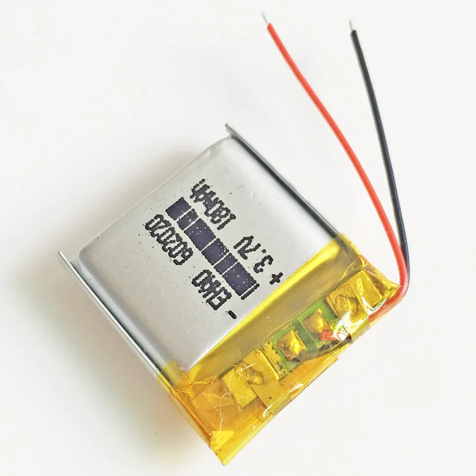 리튬 폴리머 LiPo 충전식 배터리, DVD 전자책 블루투스 카메라용, LED 조명, GPS 블루투스 602020, 3.7V, 180mAh, 2 개