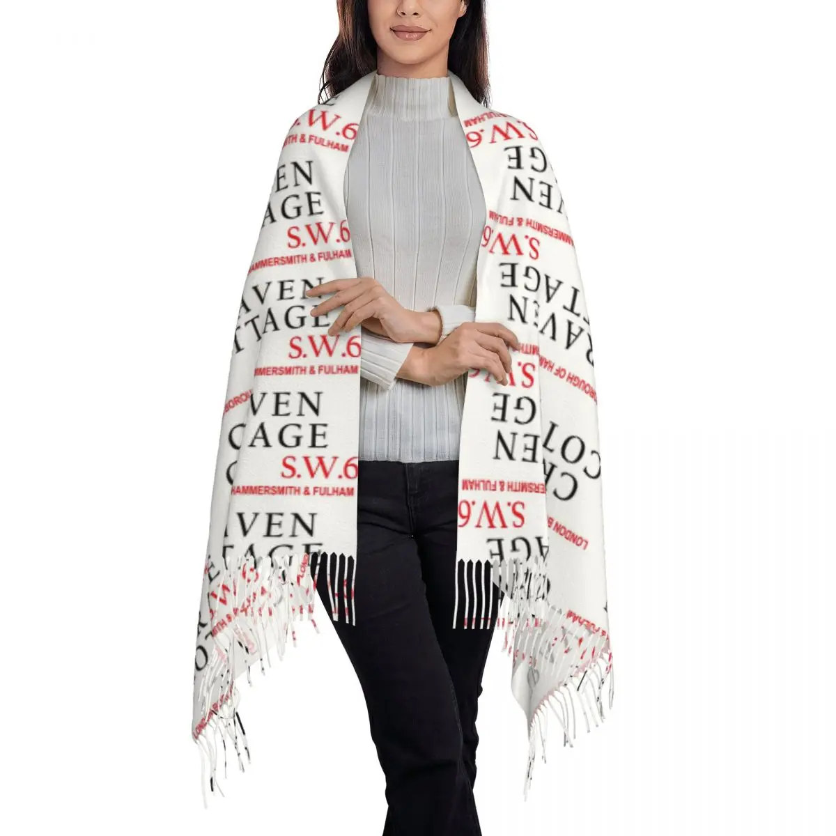 Craven Cottage Fulham Sw6 Lightweight Hoodie Scarf Tassel Scarves for Women Soft Warm Shawls and Wraps Large Winter Shawl Wrap