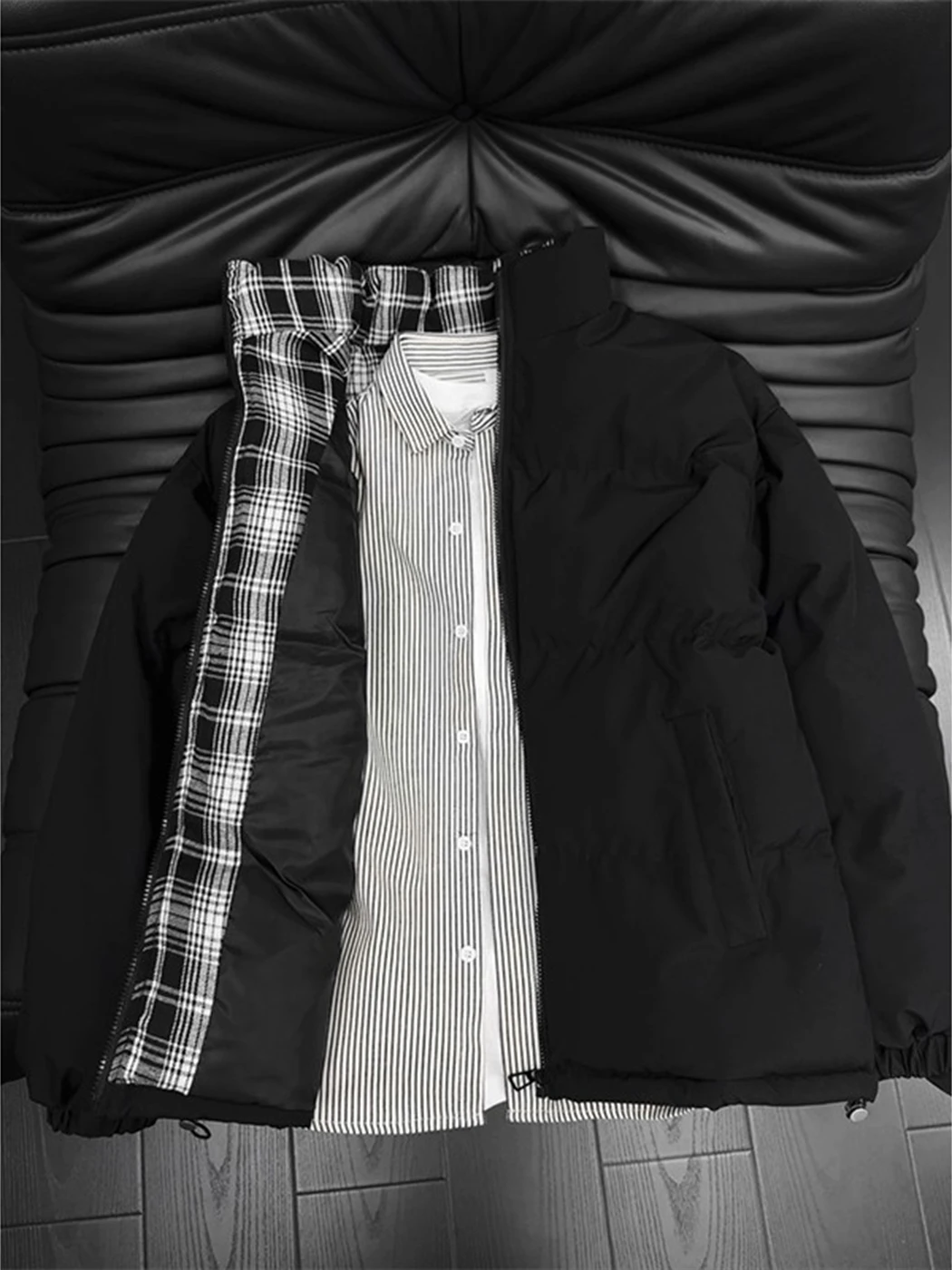 

Cleanfit американский клетчатый джет, хлопковая мужская зимняя теплая хлопковая одежда с воротником-стойкой, верхняя одежда с хлебом