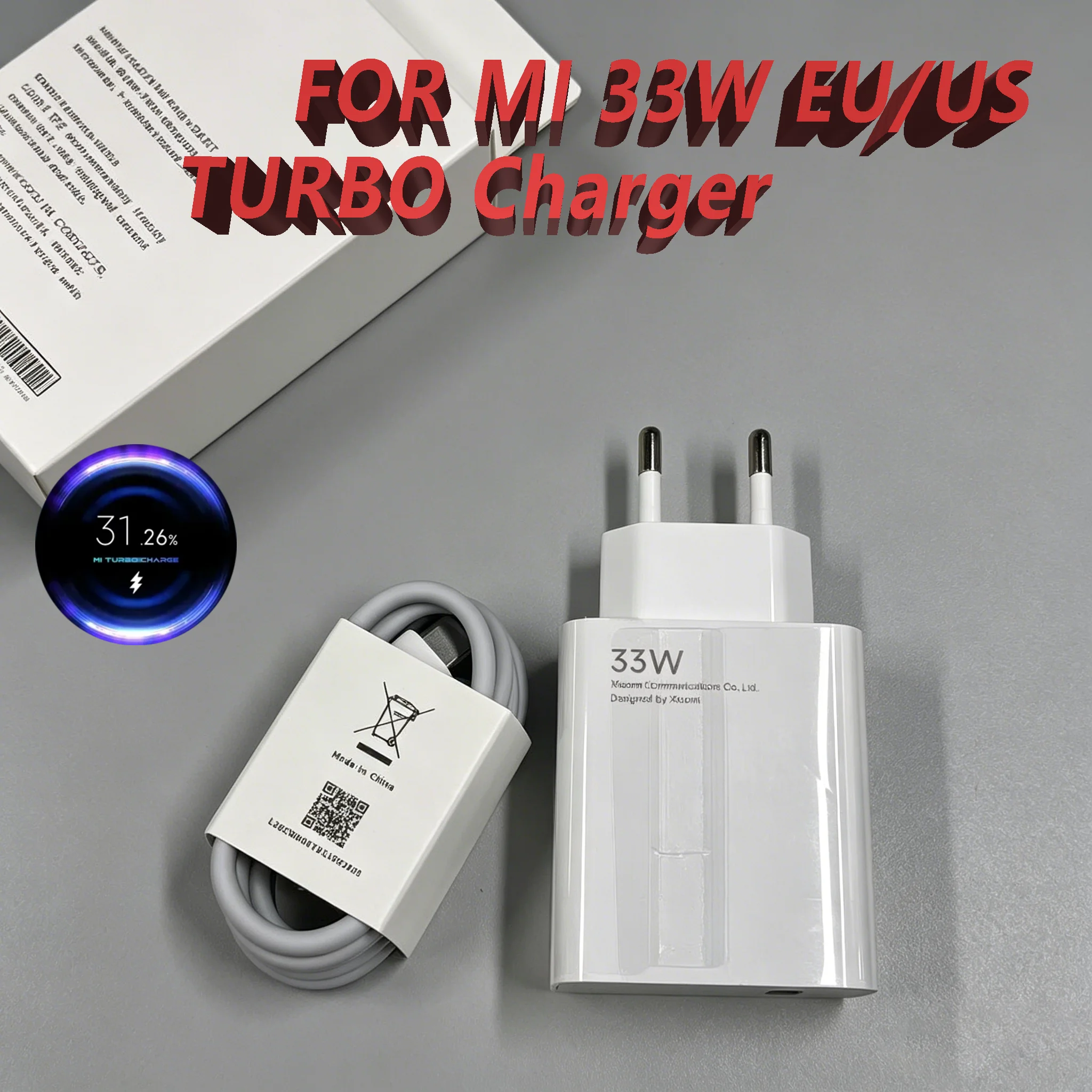 For Xiaomi 33W Turbo Charger Fast EU US Charge Adapter USB Type C Cable For Xiaomi Redmi Mode