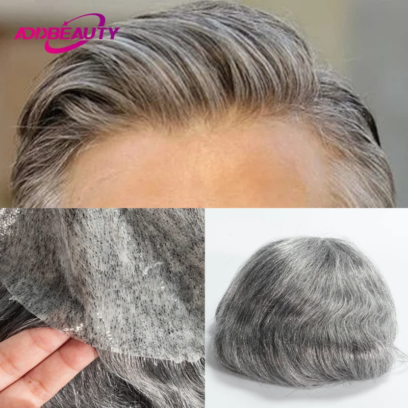 Thin Skin Men Toupee Indian Human Hair Wigs With Knots Invisible Natural Hairline Indian Hair System Units Male Hair Prosthesis