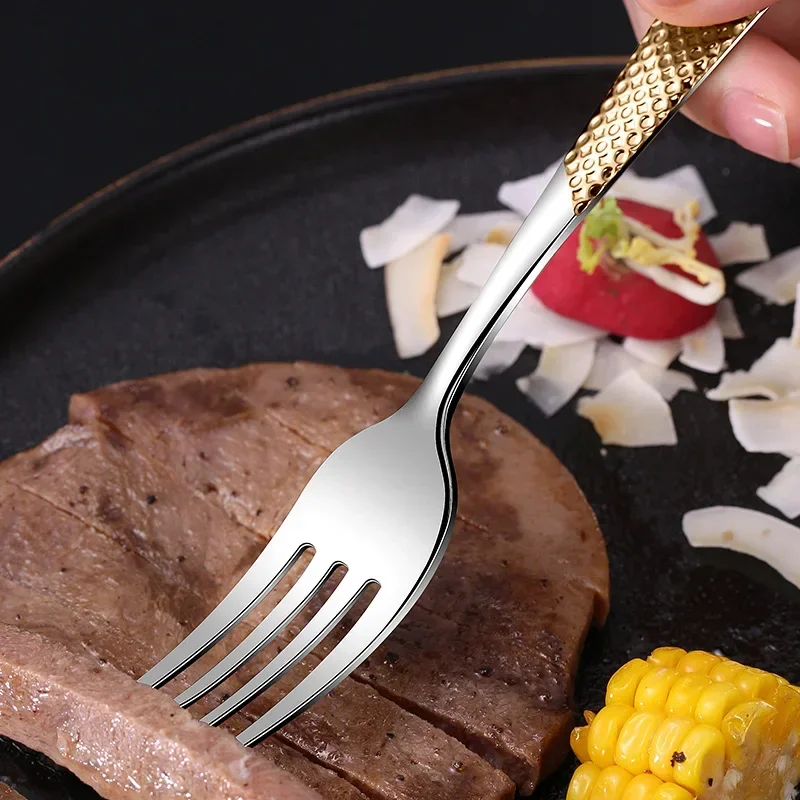 4pcs Gold Cutlery Set Stainless Steel Steak Knife Fork Spoon Luxury Dinnerware Western Dinner Set for Gift Kitchen Accessories