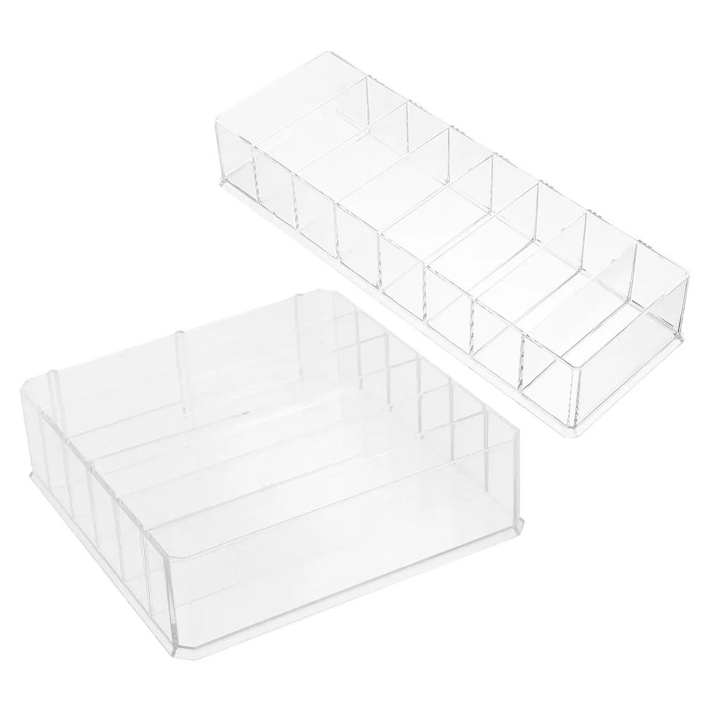 

2pcs Storage Box Transparent Acrylic Multi-Grid Cash Drawer Tray Desktop Holder For Office Shop Coin Organizer Money