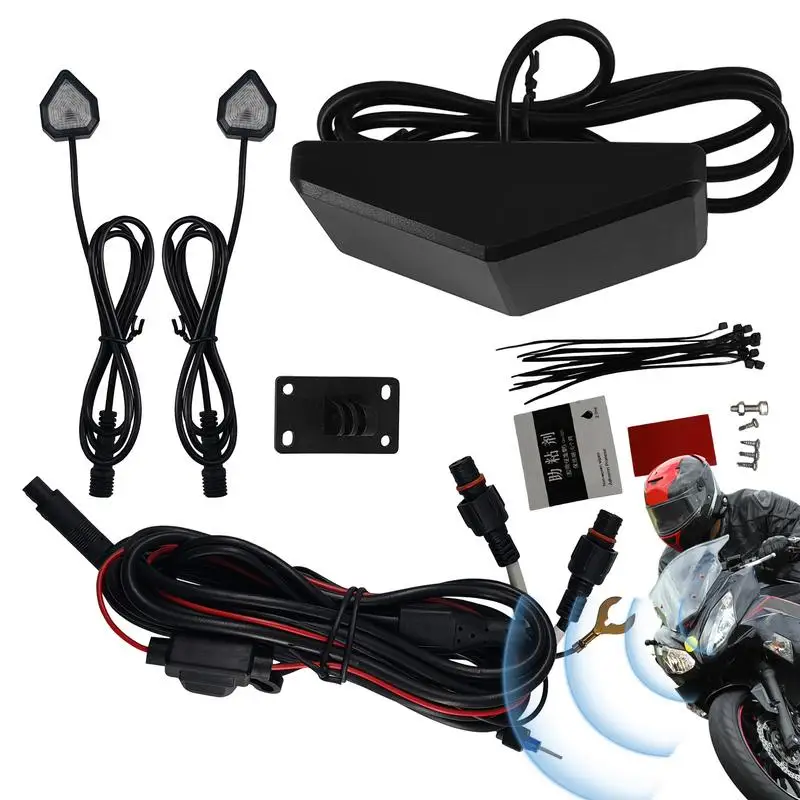 24Ghz Motorcycle Blind Spot Radar Detection System 15M Blind spot monitoring BSD System LED Warning Light Reversing Radar Sensor