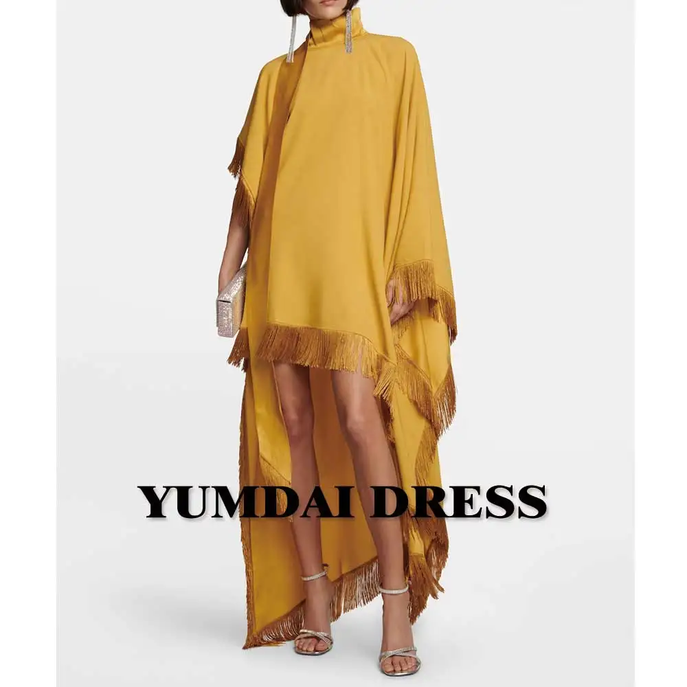 YUMDI Yellow Crepe Smock Gown Special Occasion Party Ball Dress Lusu With Wedding Banquet Mother Dress Sattah Arabian Gown