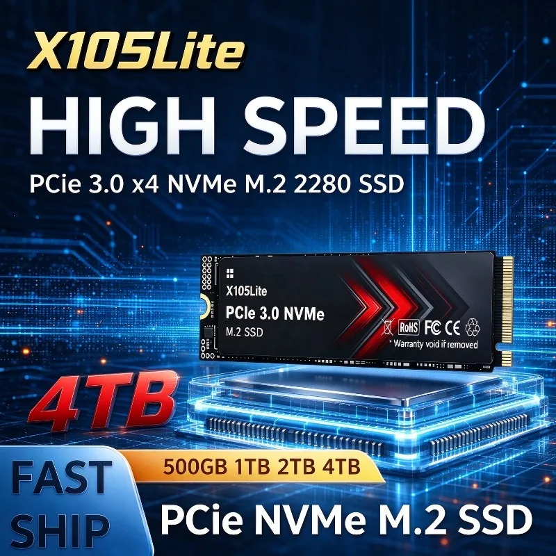 X105Lite M.2 NVMe SSD 500GB 1TB 2TB 4TB High Speed Transmission  Internal SSD, Compatible with Ultrabooks Tablets & Desktop PC