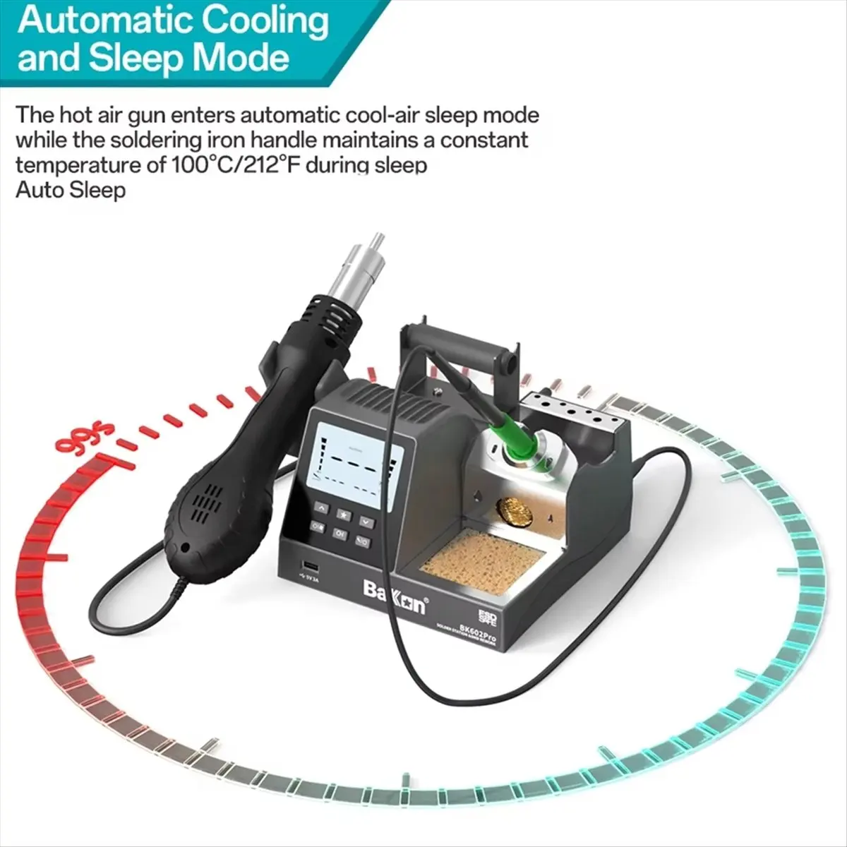 A013  BK602 PRO 2-in-1 Soldering Station Hot Air Rework Station Adaptive C115/C210/C245 Heating Core Blower Phone Repair US Plug