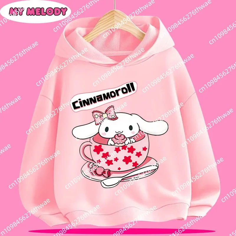 

2025 Новая модель Melody Детская рубашка с капюшоном из серии Sanrio — повседневная рубашка с милым принтом для девочек с мультяшным принтом для отдыха