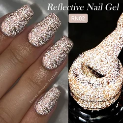 LILYCUTE 7ML Champagne Gold Reflective Glitter Gel Nail Polish Superflash Colorful Sparkling Effect For Manicure Nail Art UV Gel