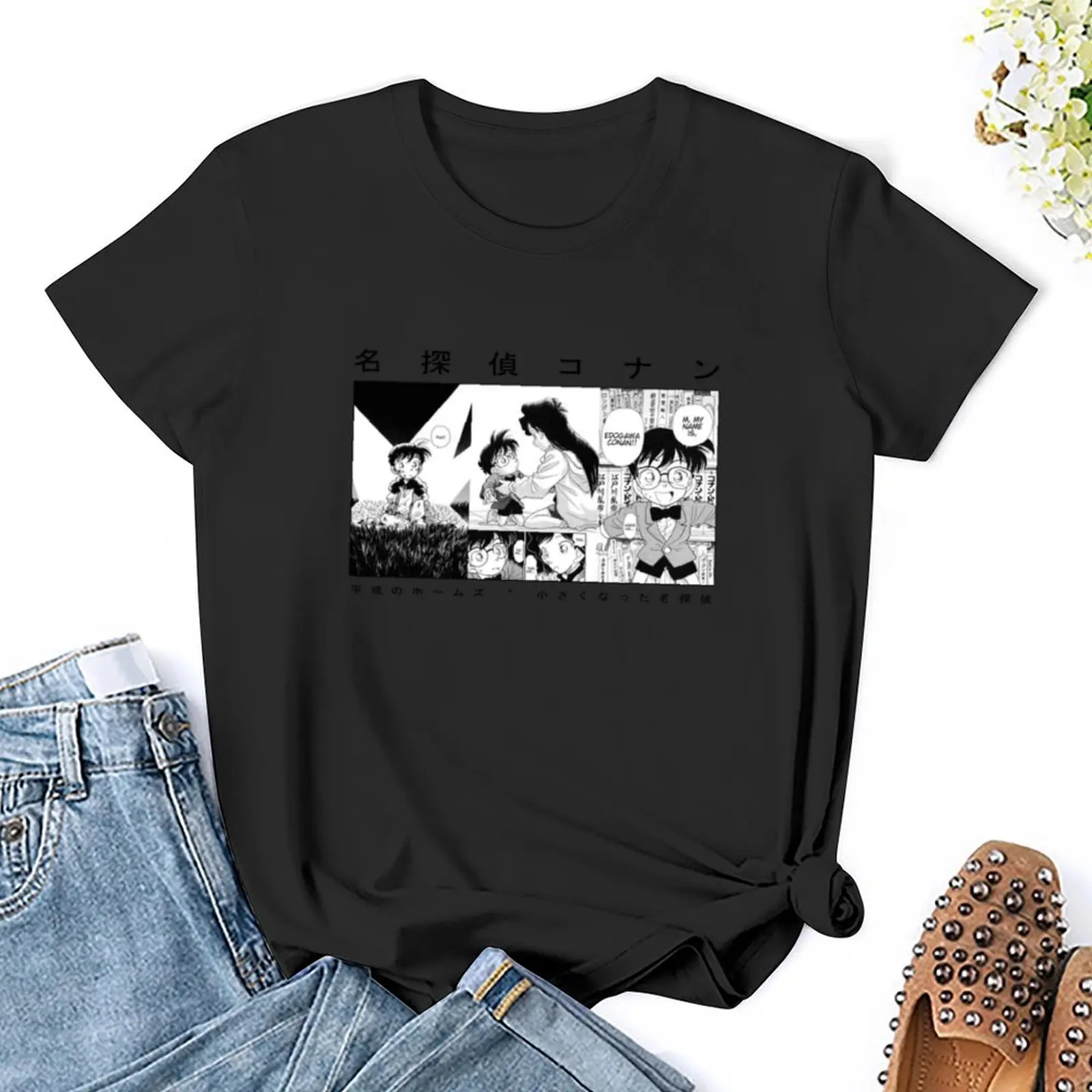 Detektiv Conan Manga Design T-Shirt weibliche Sommerkleid ung T-Shirts für Frauen Grafik T-Shirts