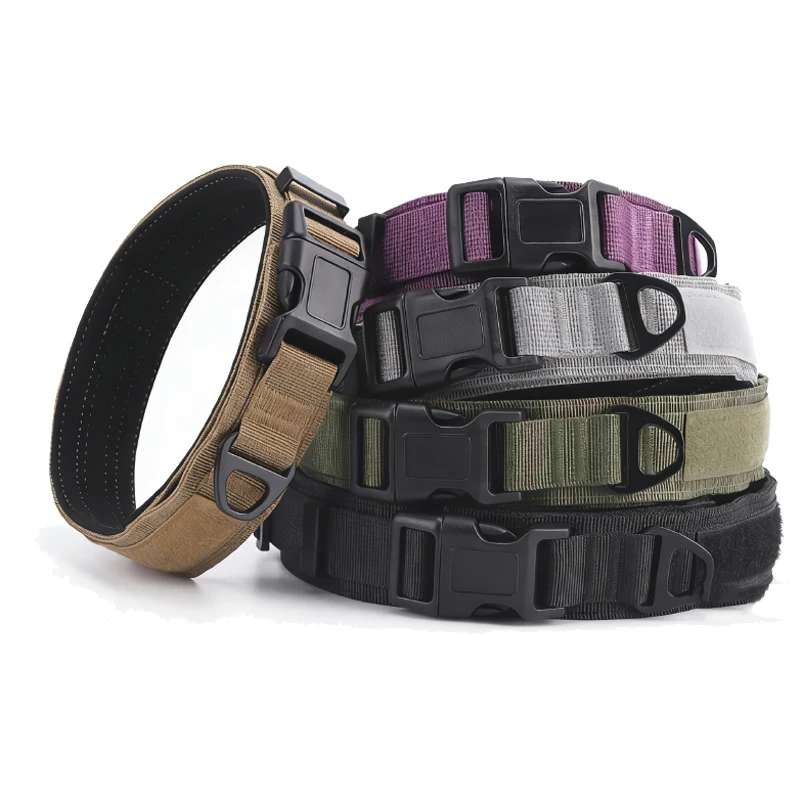 

2026 Tactical Polyester Dog Collar New Outdoor Anti-Pull Explosion Proof Heavy Duty Pet Collar Adjustable for Medium Large Dogs