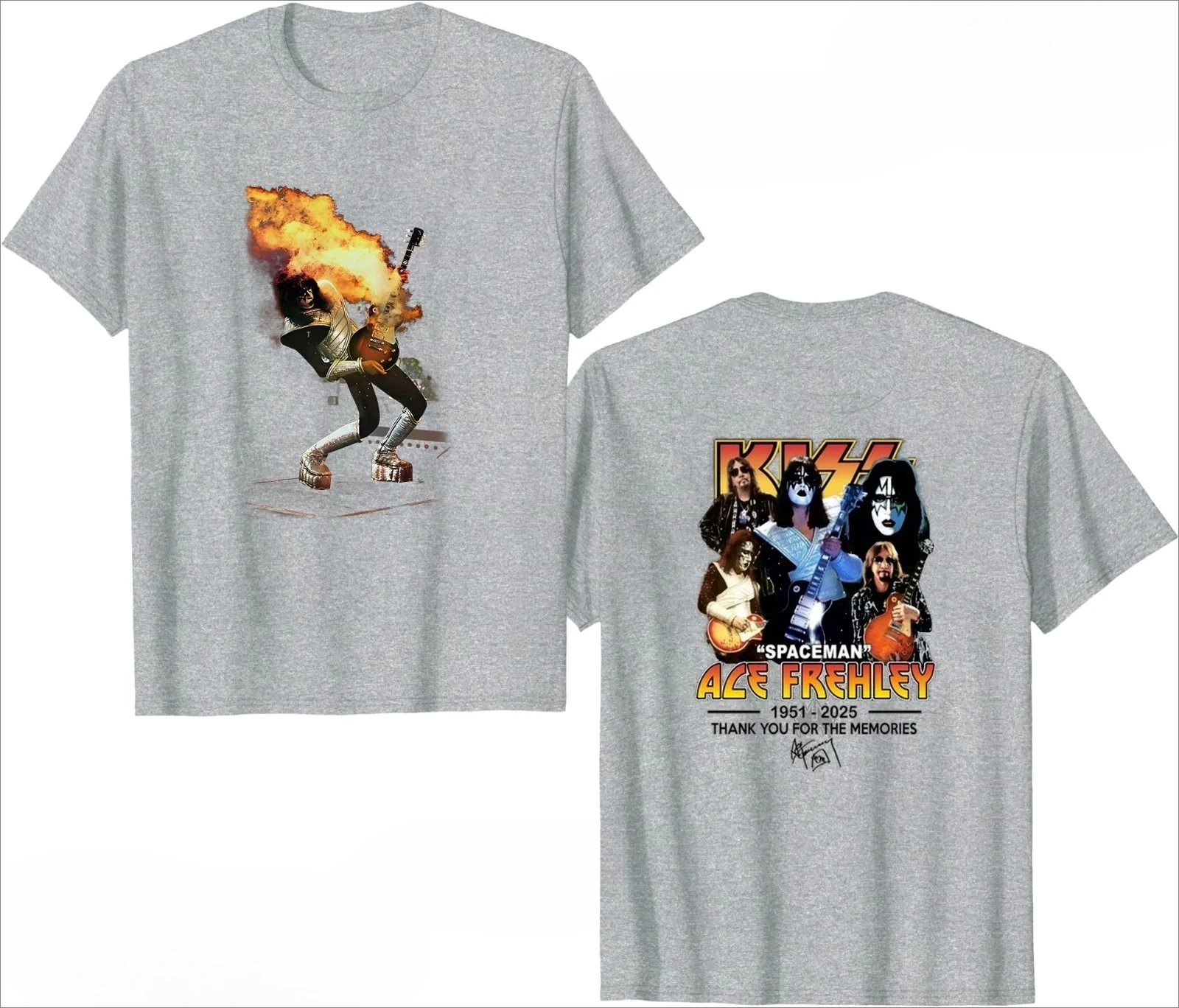 Hot Ace Frehley Spaceman Legendary 1951-2025 تي شيرت تذكاري متعدد الألوان فاخر راقي لكل من الرجال والنساء قمة Y2k للصيف #4