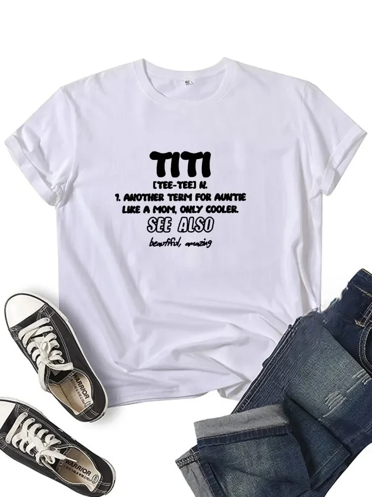 Funny Aunt Gift Shirt Titi Definition Shirt Auntie T Shirt Girl Summer Harajuku Y2k Trendy Tops Tee 90s Vintage Clothes