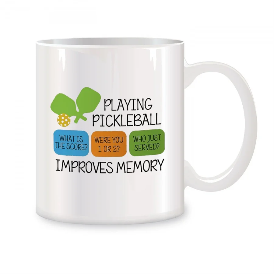 

Pickleball Improves Memory Mugs For Grandma Her Mom Pickleball Player Birthday Gifts Novelty Coffee Ceramic Tea Cups White 11 oz