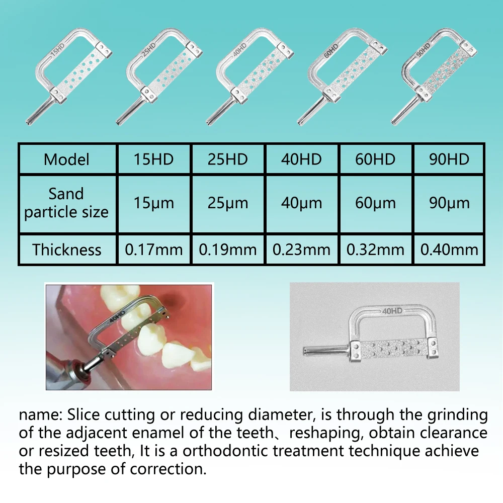 Mbm 5 peças serra de moagem dupla face dental para redução de esmalte interproximal ortodôntico ipr tira de polimento automático 15-90hd