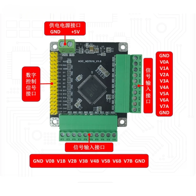 AD7616 module 16 channel 16 bit high-speed ADC synchronous data acquisition module 1MSPS sampling rate FPGA