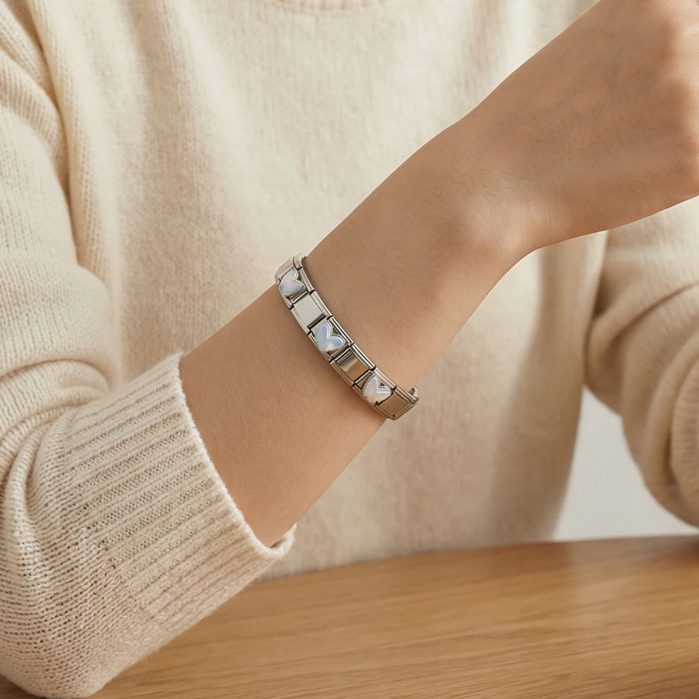 GEMOSA Klassisches Buntes Schmetterlings-Charm-Armband für Damen, Italienisches Gliederarmband Passend für 9mm Edelstahl-Schmuckzubehör DIY – Detail 6