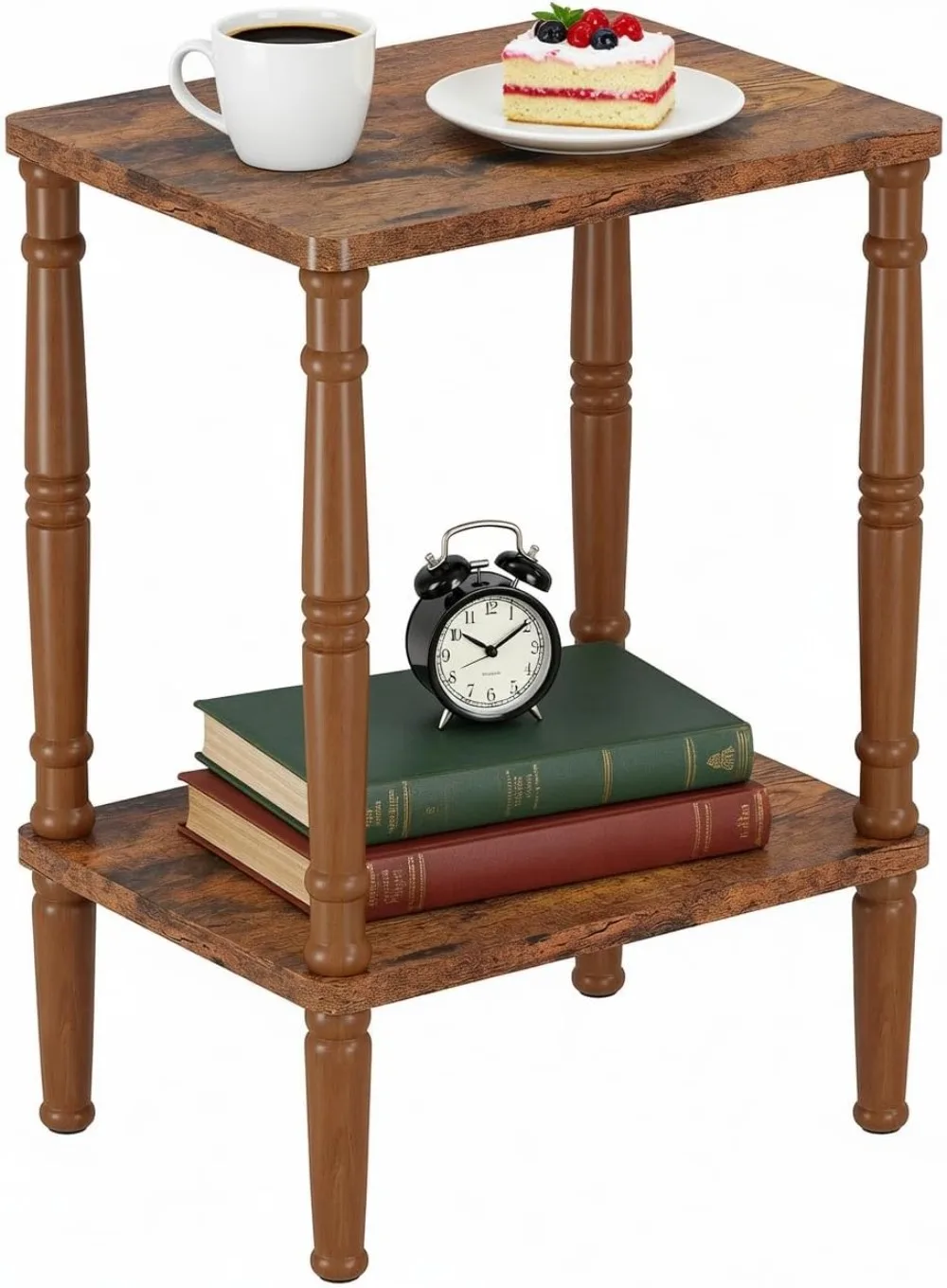 

Vintage Narrow Side Table with Storage, Rustic Brown End Table for Small Spaces, No-Tool Assembly