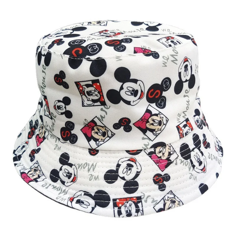 Disney Mickey Stitch Printed Bucket Hat Cute Anime Printed Fisherman Caps for Teenager Boys Girls Women Fashion Travel Visor Cap