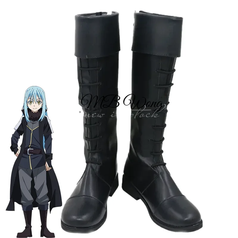 Anime That Time I Got Reincarnated as a Slime Rimuru Tempest Cosplay Party Shoes Long Black Artificial Leather Boots Custom Made