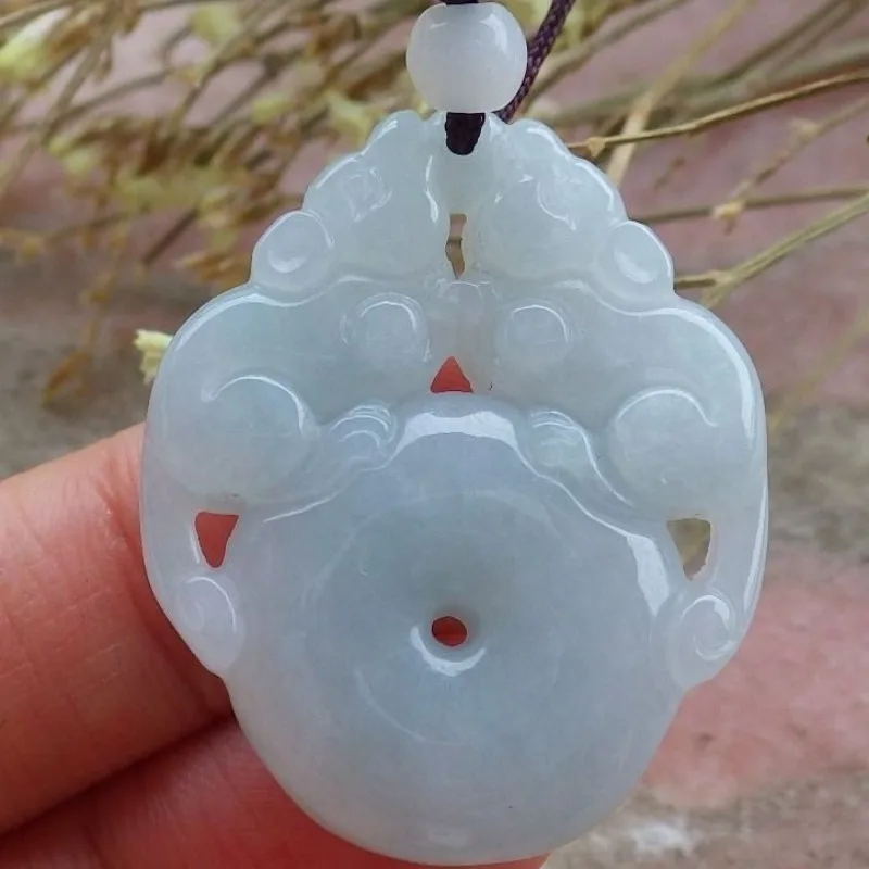 Natural Jade Glutinous Seed Lucky Money Rat Jade Pendant Couple Safety Buckle