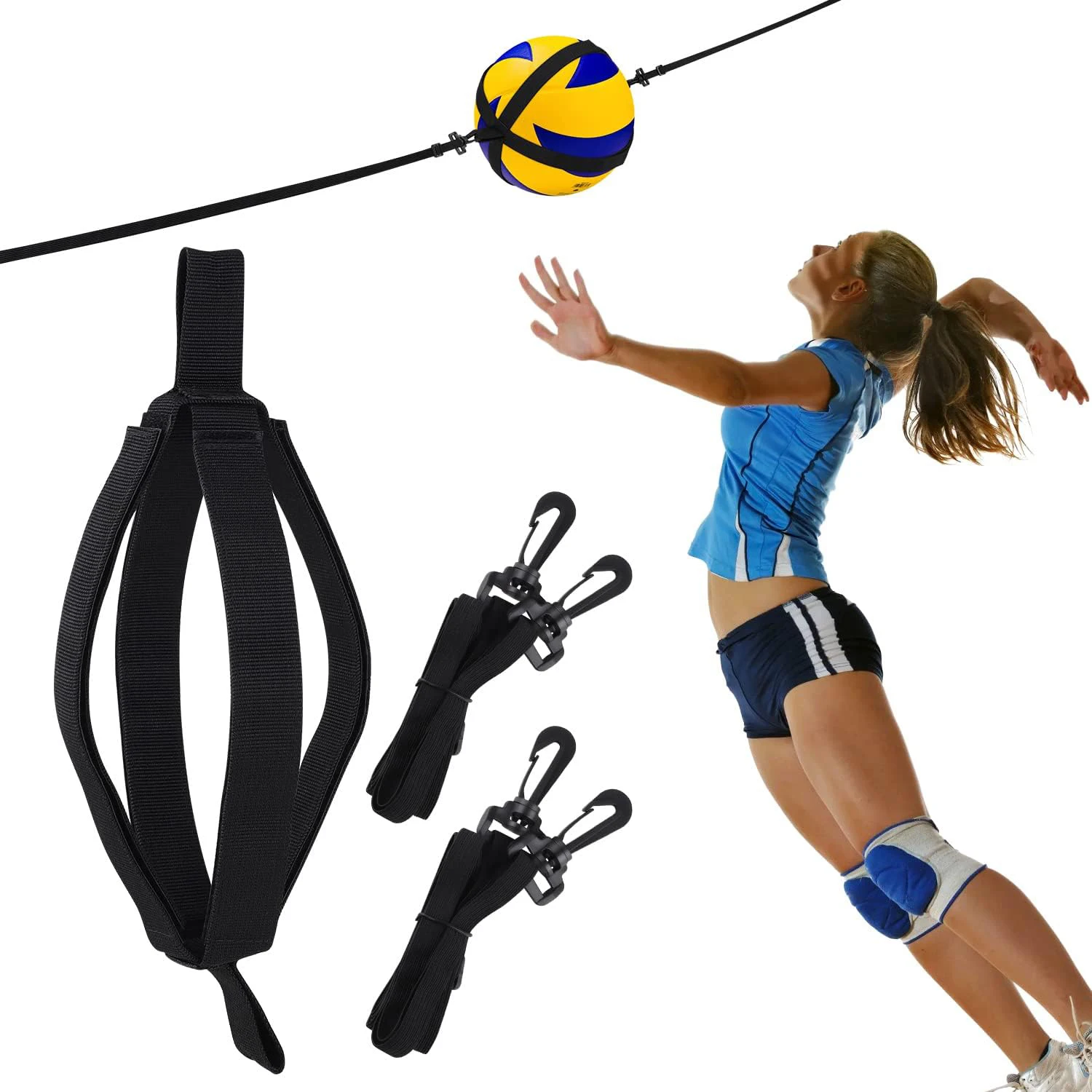 

Adjustable Volleyball Spike Trainer Training Aids Equipment Wicked-Fast Arm Speed and Spiking Power Training Equipment Aid