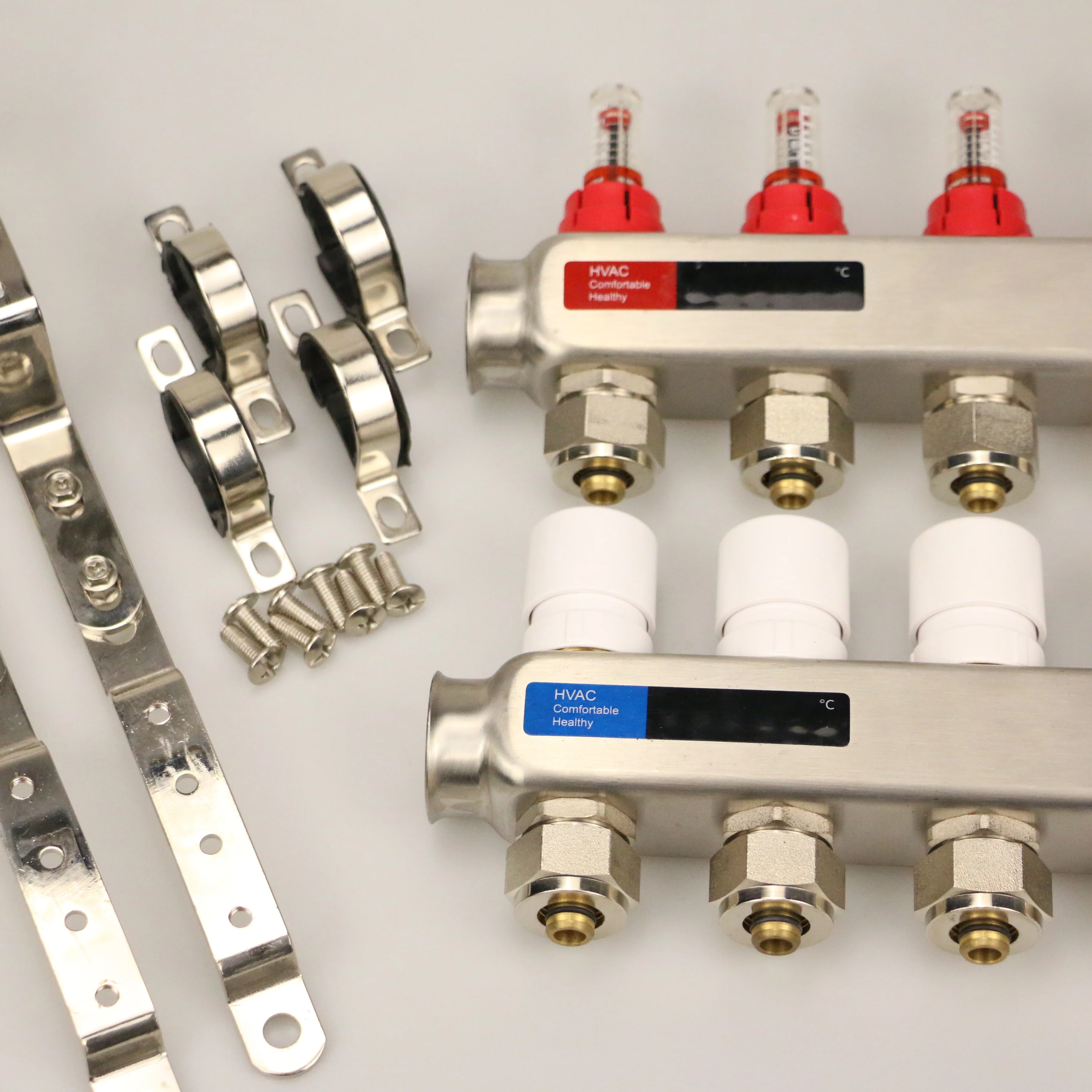 Home Heating System Underfloor Water Heating Distribution Stainless Steel Manifold Manifold Floor Heating Set