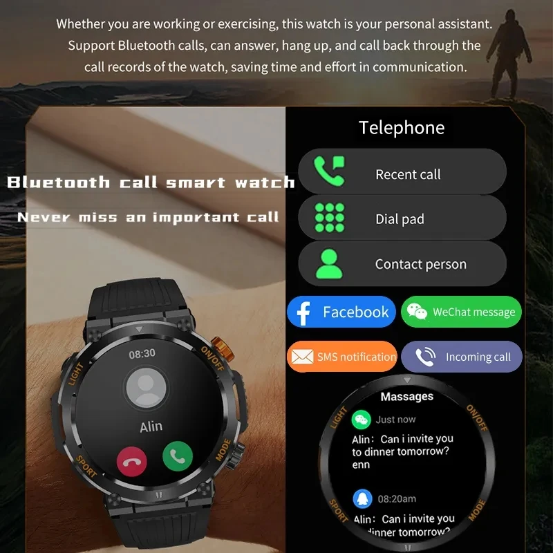Smart Watch da esterno uomo donna bussola illuminazione sport fitness orologio IP67 impermeabile chiamata Bluetooth Smartwatch uomo monitor sanitario