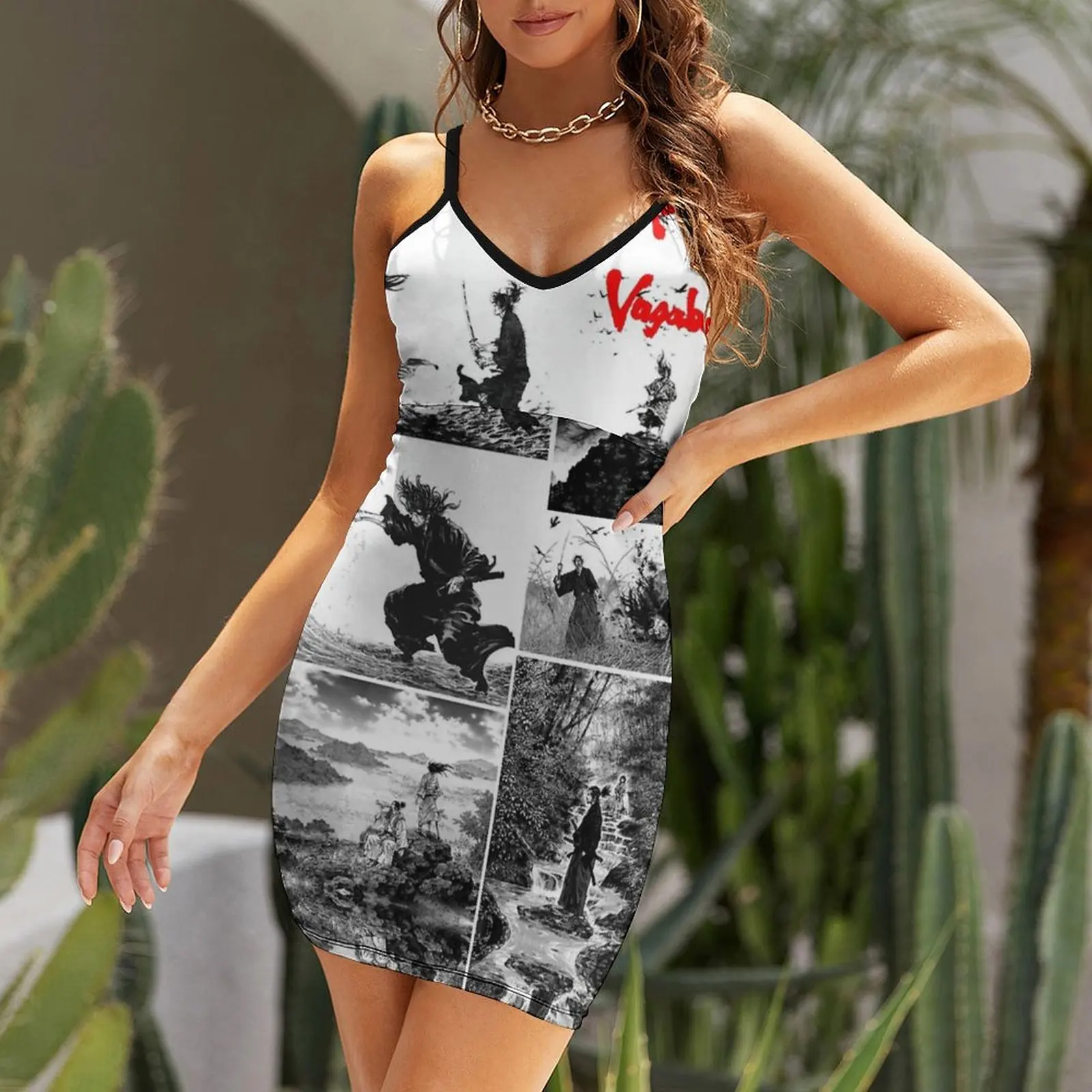 Exotic Vagabond Manga For Sale Novelty Women's Sling Dress Woman's Clothing Humor Graphic  Vacations Dresses image 6