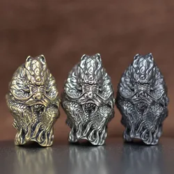 Lucky Beast Chinese Dragon Brass Knife Beads EDC DIY Paracord Accessories Umbrella Rope Woven Lanyard Hangings Keychain Pendants