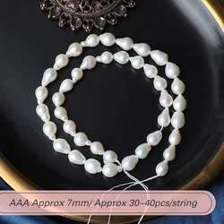 AAA 7mm Drop Shaped Natural Freshwater Pearl Beads Baroque Charms for DIY Women Men Necklace Jewelry Making Accessories