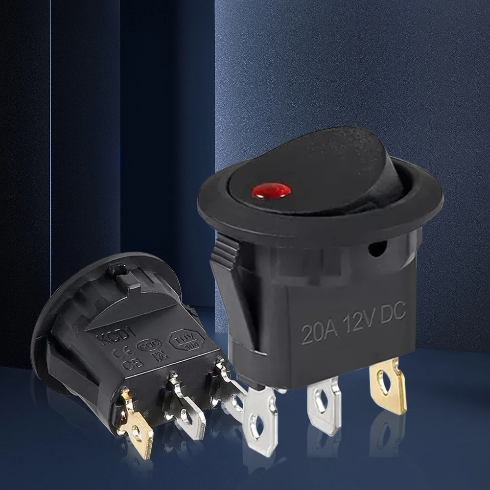 4Pcs Lighted Rocker Switch Waterproof DC 12V 20A Round Rocker Toggle Switch 3 Pins Toggle Buttons for Car Automotive Boat Truck