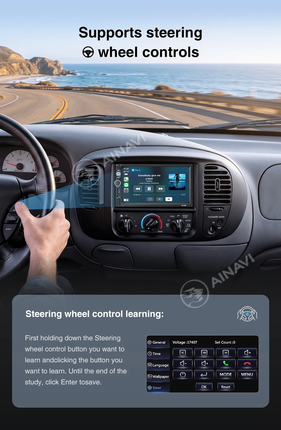 AINAVI Universal 2 Din Autoradio Carplay Wireless Android Auto HD 1280*720 IPS Touchscreen Typ-C USB Auto-Multimedia MP5 2DIN – Detail 19