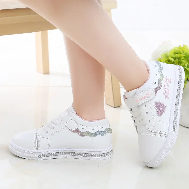 Children Casual Shoes Fashion White Sweet Girls Shoes Size 27-37 for Girls Sneakers Autumn All-match Children School Sneakers